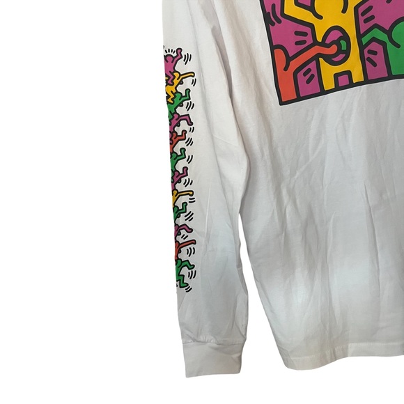 H&M Keith Haring Long Sleeve Relaxed Fit Tee T Shirt Sleeve Print Mens XS NWOT - Picture 3 of 7